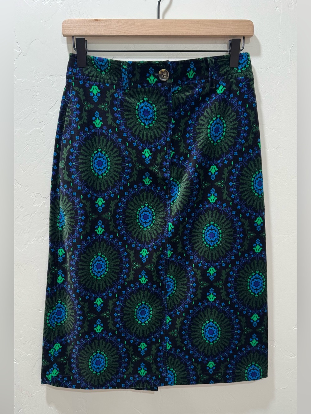 NWT Boden Margot Velvet Midi Skirt Women's 4 R Blue Green Black - Picture 5 of 13